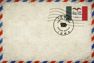 Iowa Cedar Rapids Vintage Air Mail Envelope with Flag and Postmark
