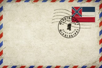 Mississippi Southaven Vintage Air Mail Envelope with Flag and Postmark