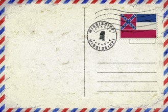 Mississippi Jackson Vintage Air Mail Envelope with Flag and Postmark