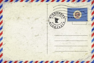 Minnesota Minneapolis Vintage Air Mail Envelope with Flag and Postmark