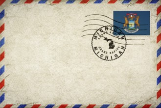 Michigan Grand Rapids Vintage Air Mail Envelope with Flag and Postmark