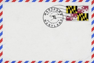 Maryland Rockville Vintage Air Mail Envelope with Flag and Postmark