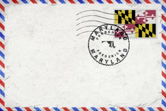 Maryland Frederick Vintage Air Mail Envelope with Flag and Postmark