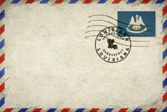 Louisiana Shreveport Vintage Air Mail Envelope with Flag and Postmark