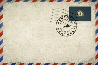 Kentucky Louisville Vintage Air Mail Envelope with Flag and Postmark