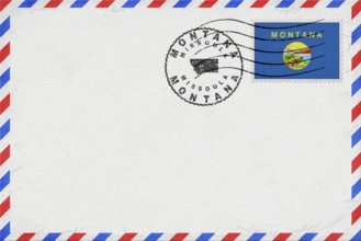 Montana Missoula Vintage Air Mail Envelope with Flag and Postmark