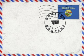 Montana Butte Vintage Air Mail Envelope with Flag and Postmark