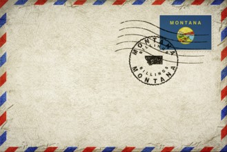 Montana Billings Vintage Air Mail Envelope with Flag and Postmark