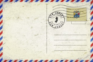 New Jersey Elizabeth Vintage Air Mail Envelope with Flag and Postmark