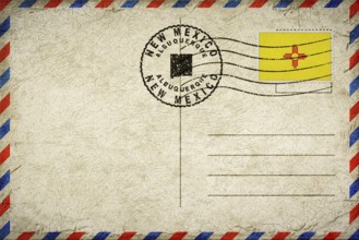 New Mexico Albuquerque Vintage Air Mail Envelope with Flag and Postmark