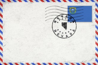 Nevada Sparks Vintage Air Mail Envelope with Flag and Postmark