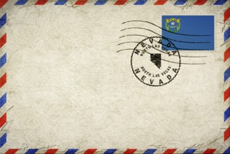 Nevada North Las Vegas Vintage Air Mail Envelope with Flag and Postmark