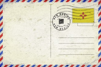 New Mexico Santa Fe Vintage Air Mail Envelope with Flag and Postmark