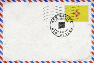 New Mexico Las Cruces Vintage Air Mail Envelope with Flag and Postmark