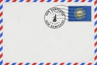 New Hampshire Derry Vintage Air Mail Envelope with Flag and Postmark