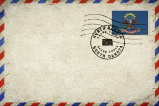 North Dakota Grand Forks Vintage Air Mail Envelope with Flag and Postmark