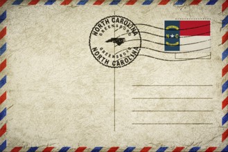 North Carolina Greensboro Vintage Air Mail Envelope with Flag and Postmark