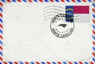 North Carolina Raleigh Vintage Air Mail Envelope with Flag and Postmark
