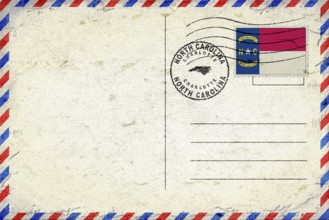 North Carolina Charlotte Vintage Air Mail Envelope with Flag and Postmark