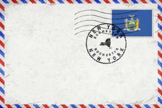 New York Rochester Vintage Air Mail Envelope with Flag and Postmark