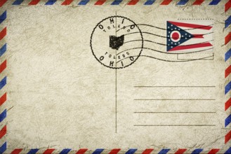Ohio Toledo Vintage Air Mail Envelope with Flag and Postmark