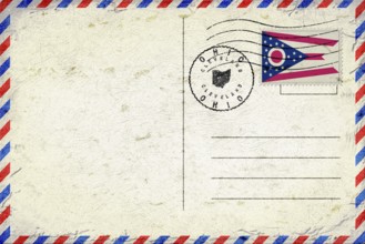 Ohio Cleveland Vintage Air Mail Envelope with Flag and Postmark