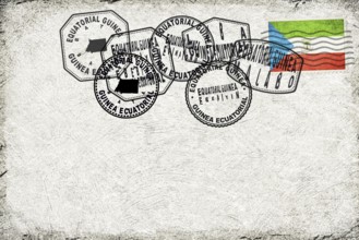 Equatorial Guinea Vintage Postcard with Flag Stamp and City Postmarks