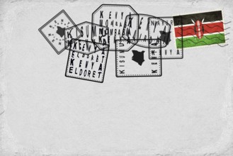 Kenya Vintage Postcard with Flag Stamp and City Postmarks