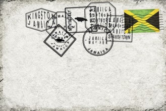 Jamaica Vintage Postcard with Flag Stamp and City Postmarks