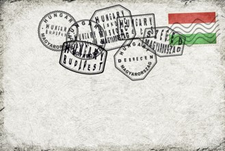 Hungary Budapest Vintage Postcard with Flag Stamp and City Postmarks