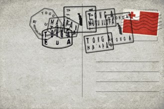 Togo Vintage Postcard with Flag Stamp and City Postmarks