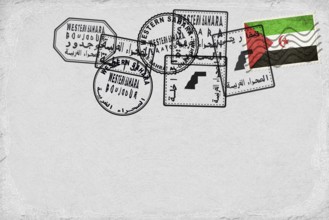 Western Sahara Vintage Postcard with Flag Stamp and City Postmarks