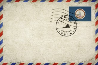 Virginia Norfolk Vintage Air Mail Envelope with Flag and Postmark