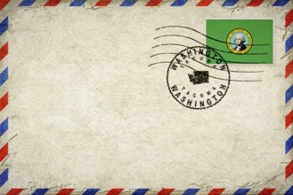 Washington Tacoma Vintage Air Mail Envelope with Flag and Postmark