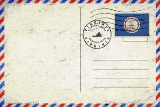 Virginia Newport News Vintage Air Mail Envelope with Flag and Postmark