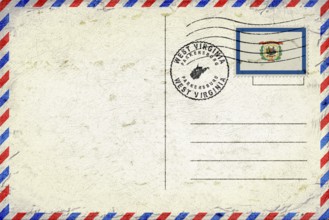 West Virginia Parkersburg Vintage Air Mail Envelope with Flag and Postmark