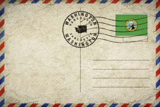 Washington Vancouver Vintage Air Mail Envelope with Flag and Postmark