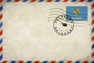 Oklahoma Tulsa Vintage Air Mail Envelope with Flag and Postmark