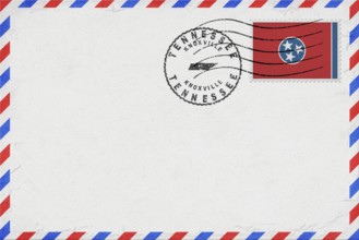 Tennessee Knoxville Vintage Air Mail Envelope with Flag and Postmark
