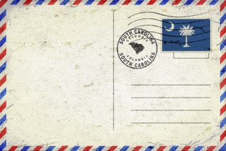 South Carolina Columbia Vintage Air Mail Envelope with Flag and Postmark