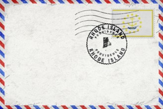Rhode Island Providence Vintage Air Mail Envelope with Flag and Postmark