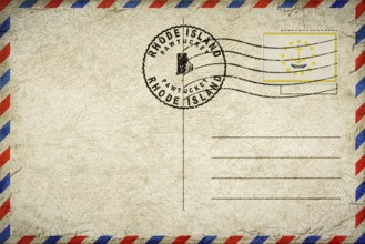Rhode Island Pawtucket Vintage Air Mail Envelope with Flag and Postmark