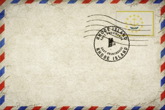 Rhode Island East Providence Vintage Air Mail Envelope with Flag and Postmark