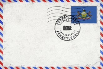 Pennsylvania Philadelphia Vintage Air Mail Envelope with Flag and Postmark