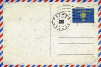 Oregon Salem Vintage Air Mail Envelope with Flag and Postmark