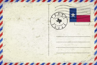 Texas San Antonio Vintage Air Mail Envelope with Flag and Postmark
