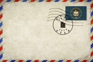 Utah Orem Vintage Air Mail Envelope with Flag and Postmark