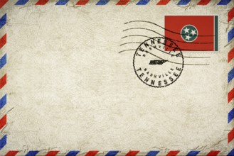 Tennessee Nashville Vintage Air Mail Envelope with Flag and Postmark
