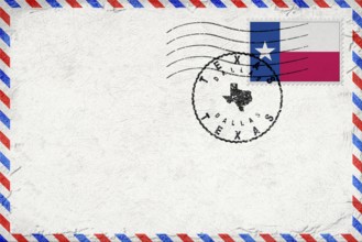 Texas Dallas Vintage Air Mail Envelope with Flag and Postmark
