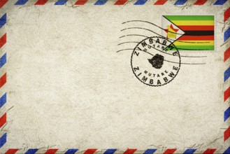 Zimbabwe Mutare Vintage Air Mail Envelope with Flag and Postmark